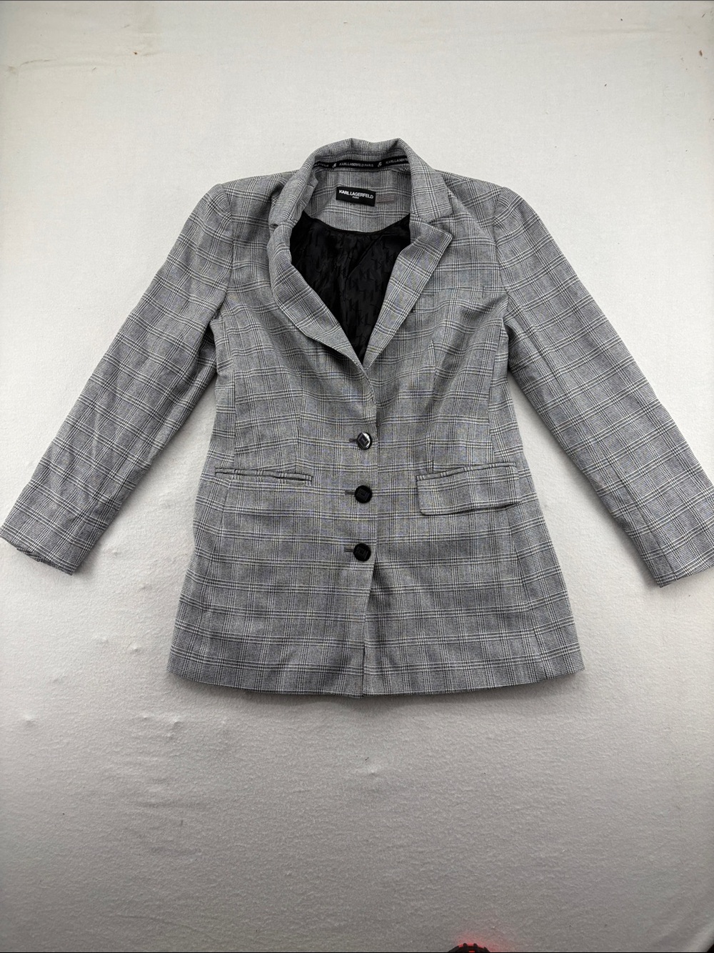 Karl Lagerfeld Gray Plaid Pamt Suit Straight-Leg Pants - Size 4